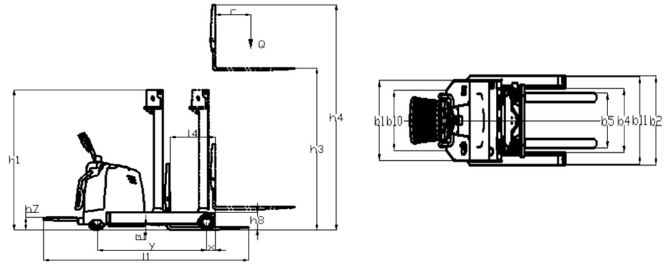 Size of Stand On Type Mini Electric Reach Truck